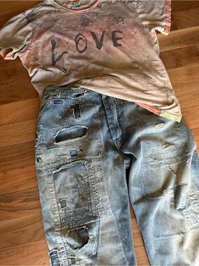 RARE Magnolia Pearl Miner Denim Jeans - Hand-Distressed Patchwork, Boho/hippie